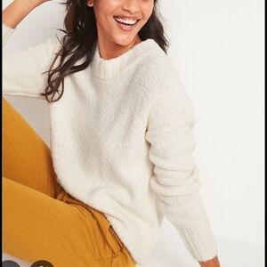 Old Navy Boucle oversized Cream crew Sweater size Small